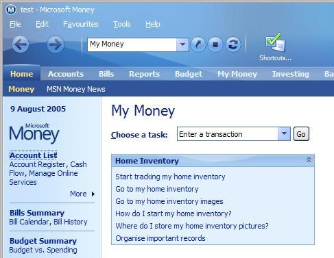 Important records organizer on Money home page