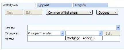Principal Transfer category in Microsoft Money