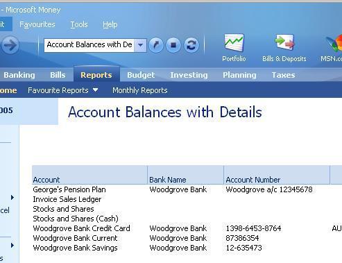 View of same information in account balances with details report