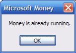microsoft money is already running error