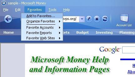 Adding a favourite website to Microsoft (MS) Money
