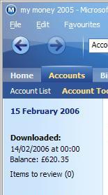 Last downloaded date in the account register