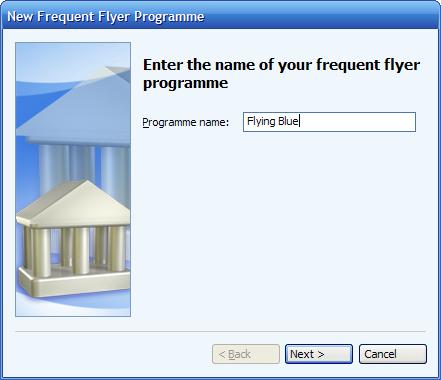 Entering the name of the frequent flyer program in Microsoft 
    (MS) Money