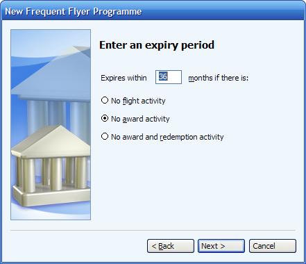 Entering a frequent flyer expiry period when an inactivity 
    option is selected