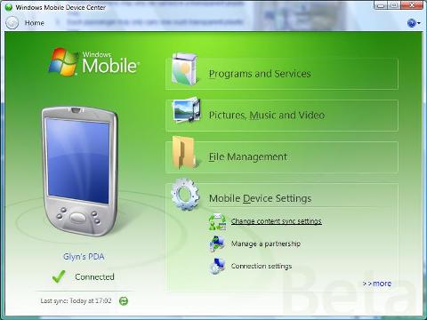 Windows Vista Mobile Device Center