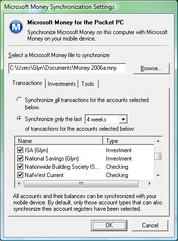 Windows Vista Mobile Device Center - Specific synchronization settings