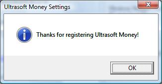 A successful registration for Ultrasoft Money