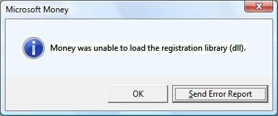 Money was unable to load the registration library (dll)