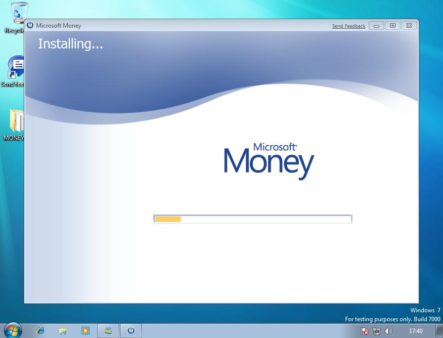 Microsoft Money starting to install on Windows 7