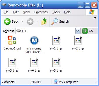 Unremoved rw1.tmp, rw2.tmp files in Microsoft Money on a removeable disk